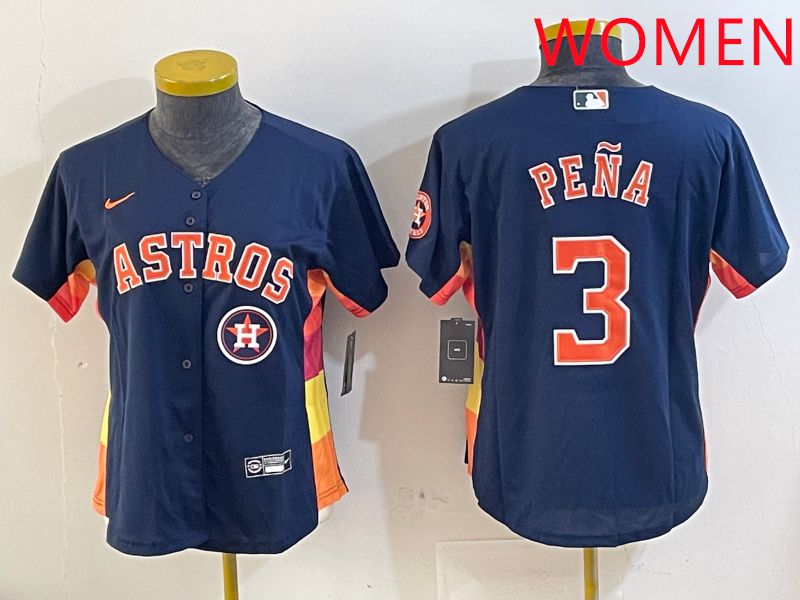 Women Houston Astros #3 Pena Blue City Edition 2025 Nike MLB Jersey style 5